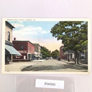 Pennsylvania Avenue Warren PA 1920s Postcard PC White Border Street